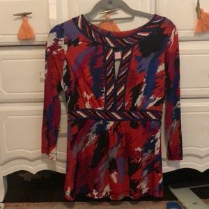 BCBG silk top with keyhole in front